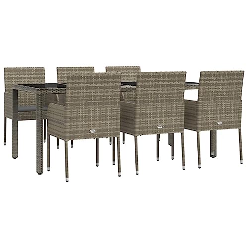 Helloshop26 Gartenmöbel-Set und Kissen, 7-teilig, Rattangrau, 02_0014896 von Helloshop26
