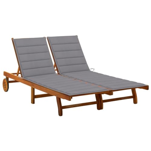 Helloshop26 Liegestuhl, Sonnenliege, Gartenbett, Terrasse, 2-Sitzer, mit Kissen, Akazie, robust 02_0012233 von Helloshop26