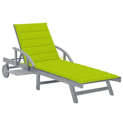 Helloshop26 Liegestuhl, Sonnenliege, Gartenbett, Terrasse, Möbel für den Außenbereich, 200 cm, mit Kissen, robustes Akazienholz, 02_0012364 von Helloshop26