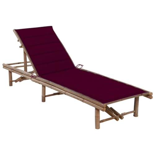 Helloshop26 Liegestuhl, Sonnenliege, Gartenbett, Terrasse, Möbel für den Außenbereich, mit Kissen, Bambus, 02_0012289 von Helloshop26