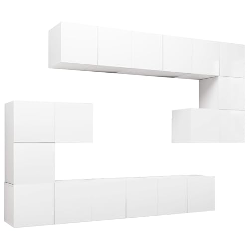 Helloshop26 Möbel-Set Schrank Buffet TV Wohnzimmer Schlafzimmer Wohnzimmer 10-teilig Holz weiß 02_0024351 von Helloshop26