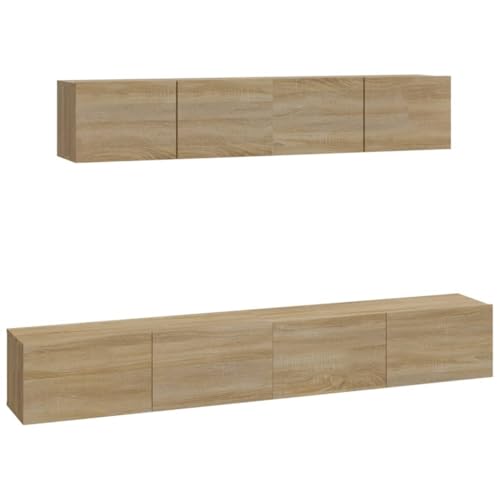 Helloshop26 Möbel-Set Schrank Buffet TV Wohnzimmer Schlafzimmer Wohnzimmer 4-teilig Eiche Sonoma Holz Technik Braun 02_0024805 von Helloshop26