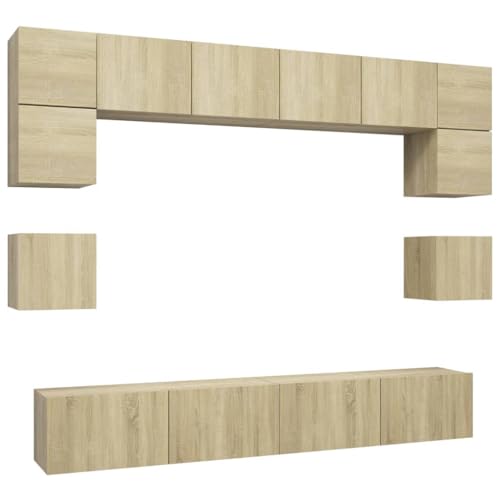 Helloshop26 Möbel-Set Schrank Buffet TV Wohnzimmer Schlafzimmer Wohnzimmer 8-teilig Eiche Sonoma Holz Technik Braun 02_0024346 von Helloshop26