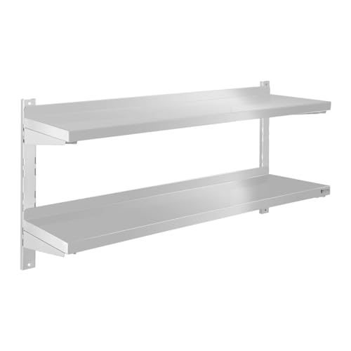 Helloshop26 Professionelles Wandregal – 2 Ablagen – 120 cm Edelstahl 14_0001543 von Helloshop26