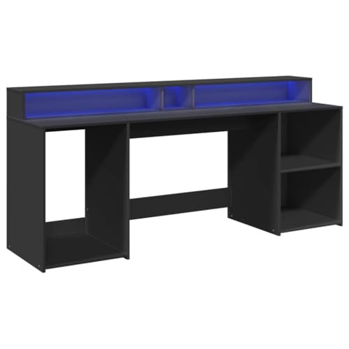 Helloshop26 Schreibtisch Arbeitsplatz Computertisch Arbeitsplatz Computermöbel Arbeitszimmer mit LED-Leuchten 200 x 55 x 91 cm Holz schwarz 02_0023433 Helloshop26 Schreibtisch Arbeitsplatz Computertisch Arbeitsplatz Computermöbel Arbeitszimmer mit LED-Leuchten 200 x 55 x 91 cm Holz schwarz 02_0023433 von Helloshop26