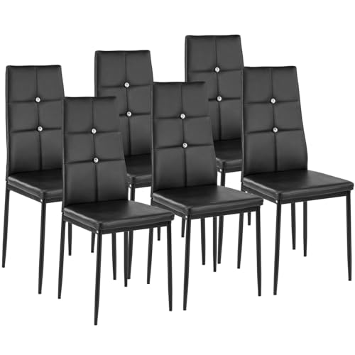 Helloshop26 Set mit 6 Stühlen für Wohnzimmer, Küche, Esszimmer, elegantes Design mit Glanz, Schwarz 08_0000170 von Helloshop26