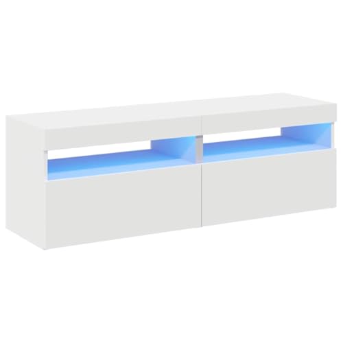 Helloshop26 TV-Möbel Multimedia Regal TV Buffet TV Esszimmer Wohnzimmer Schlafzimmer mit LED-Leuchten 2 Stück 60 x 35 x 40 cm weiß 02_0028846 von Helloshop26