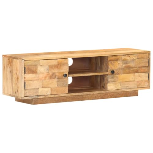 Helloshop26 TV-Schrank Multimedia Regal TV Buffet TV Esszimmer Wohnzimmer Schlafzimmer 116 x 30 x 35 cm Mangoholz Solide Braun 02_0025796 von Helloshop26