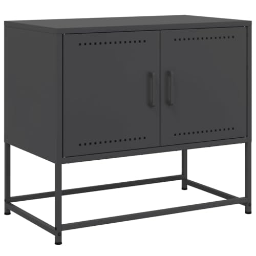 Helloshop26 TV-Schrank Multimedia Regal TV Buffet TV Esszimmer Wohnzimmer Schlafzimmer 68,5 x 39 x 60,5 cm Stahl Schwarz 02_0026166 von Helloshop26