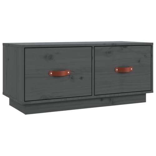 Helloshop26 TV-Schrank Multimedia Regal TV Buffet TV Esszimmer Wohnzimmer Schlafzimmer 80 x 34 x 35 cm Kiefer massiv grau 02_0026256 von Helloshop26