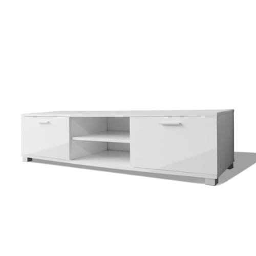 Helloshop26 TV-Schrank TV Sideboard TV Sideboard Praktisches Design 140 cm Hochglanz Weiß 2502057/2 von Helloshop26