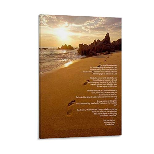 Beach Footprints in The Sand Poster Dekorative Malerei Leinwand Wandkunst Wohnzimmer Poster Schlafzimmer Gemälde 20 x 30 cm von Hellove