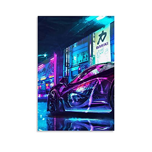 Cooles Neon-Sportwagen-Kunst-Poster und Wandkunstdruck, modernes Familien-Schlafzimmer, Deko-Poster, 60 x 90 cm von Hellove