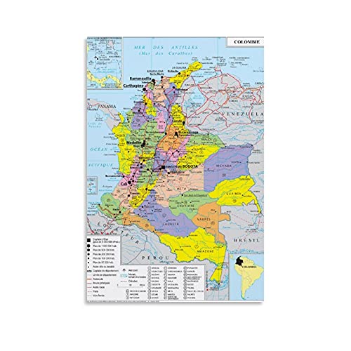 Geopolitische Karte von Kolumbien, Leinwand-Kunst-Poster und Wandkunstdruck, moderne Familie, Schlafzimmer, Dekoration, Poster 50 x 75 cm Geopolitische Karte von Kolumbien, Leinwand-Kunst-Poster und Wandkunstdruck, moderne Familie, Schlafzimmer, Dekoration, Poster 50 x 75 cm von Hellove