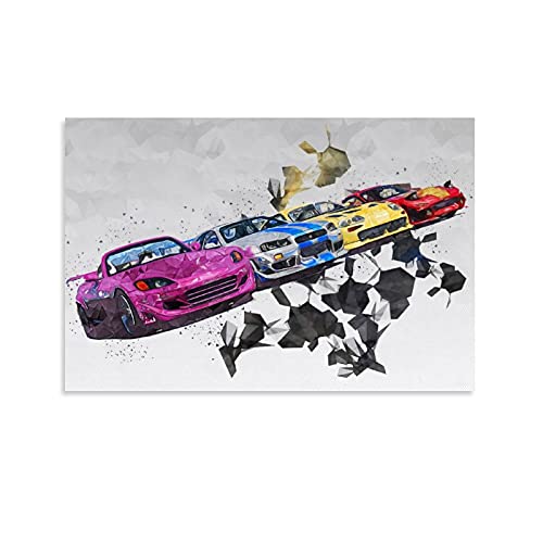 JDM Sportauto-Poster 2 Fast 2 Furious Leinwand-Kunst-Poster und Wandkunst-Bild, moderner Familien-Schlafzimmer-Dekoration, Poster, 40 x 60 cm von Hellove