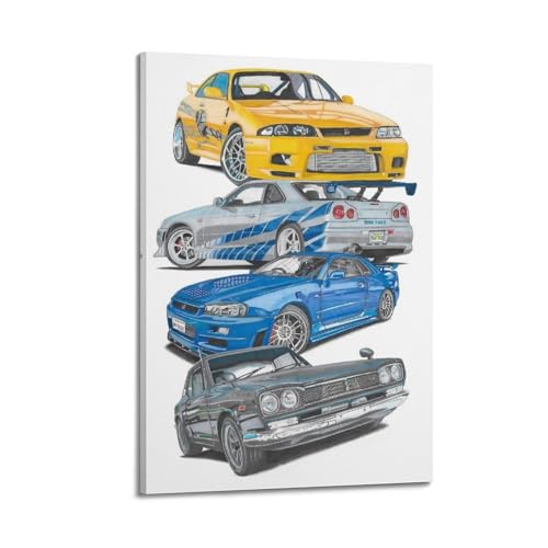 Hellove JDM Sport Auto-Poster Fast And Furious Skyline Supercar Poster, dekorative Malerei, Leinwand, Wandposter und Kunstdruck, modernes Familienschlafzimmer-Dekor-Poster, 30 x 45 cm von Hellove