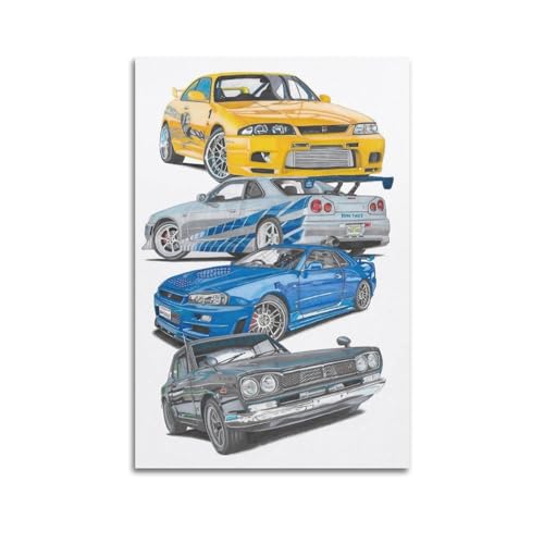 Hellove JDM Sport Auto-Poster Fast And Furious Skyline Supercar Poster, dekorative Malerei, Leinwand, Wandposter und Kunstdruck, modernes Familienschlafzimmer-Dekor-Poster, 30 x 45 cm von Hellove