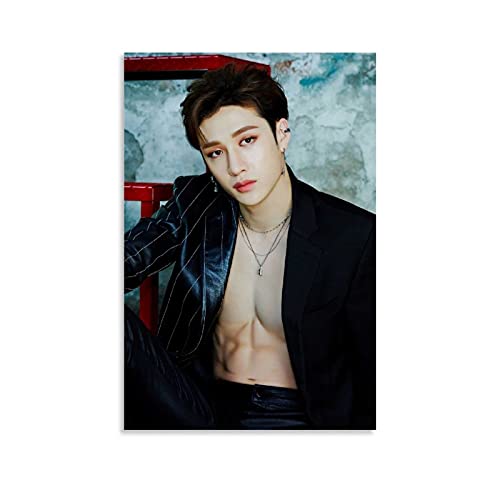 Kpop Stray Kinder-Poster, Bang Chan, dekoratives Gemälde, Leinwand, Wandkunst, Wohnzimmer, Poster, Schlafzimmer, Malerei, 20 x 30 cm von Hellove