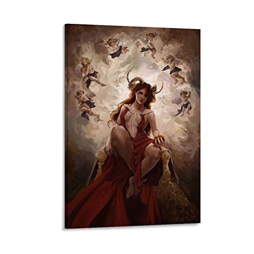 Retro Religiöse Kunst Poster Lilith Teufel und Engel Leinwand-Kunst-Poster und Wandkunst-Bild, modernes Familien-Schlafzimmer, Dekor-Poster, 40 x 60 cm von Hellove