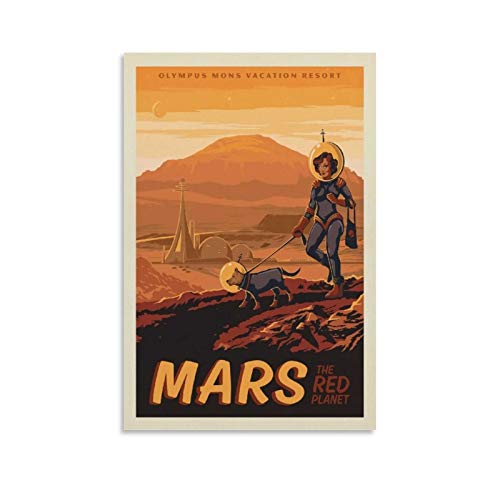 Retro Space Adventure Poster Red Planet Mars Poster Dekorative Malerei Leinwand Wandposter und Kunstdruck Modernes Familienschlafzimmer Dekor Poster 20 x 30 cm von Hellove