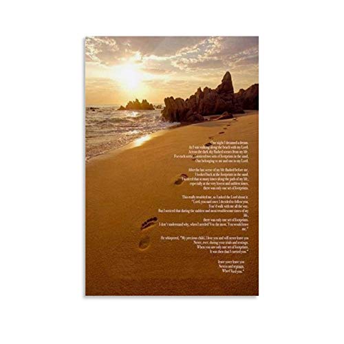 Strandfußabdrücke im Sand Poster Dekorative Malerei Leinwand Wandkunst Wohnzimmer Poster Schlafzimmer Gemälde 40 x 60 cm von Hellove