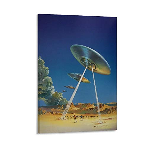 UFO-Poster, Alien-Invasion-Poster, dekoratives Gemälde, Leinwand, Wandposter und Kunstdruck, modernes Familienschlafzimmer-Dekor, Poster, 50 x 75 cm von Hellove