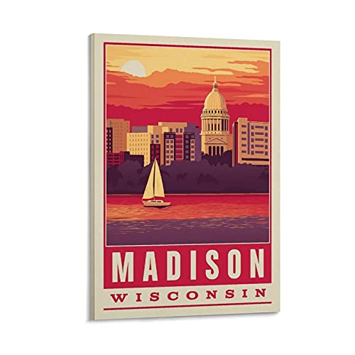 Vintage American Travel Poster Madison, Wisconsin Leinwand-Kunst-Poster und Wandkunst-Bild, modernes Familien-Schlafzimmer, Deko-Poster 20 x 30 cm Vintage American Travel Poster Madison, Wisconsin Leinwand-Kunst-Poster und Wandkunst-Bild, modernes Familien-Schlafzimmer, Deko-Poster 20 x 30 cm von Hellove