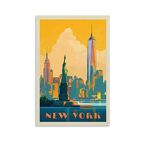 Vintage-Poster, New York, Freiheitsstatue, dekoratives Gemälde, Leinwand, Wandposter und Kunstdruck, modernes Familienschlafzimmer-Dekor, Poster, 30 x 45 cm von Hellove