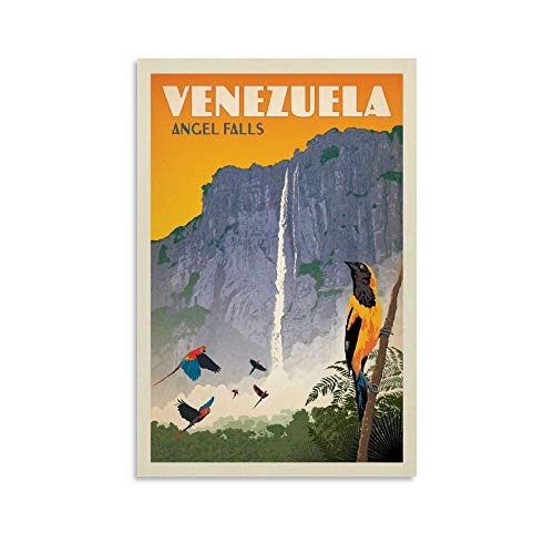 Vintage Reise Landschaft Poster Venezuela Engel Falls Poster Dekorative Malerei Leinwand Wandposter und Kunstdruck Moderne Familie Schlafzimmer Dekor Poster 20 x 30 cm von Hellove