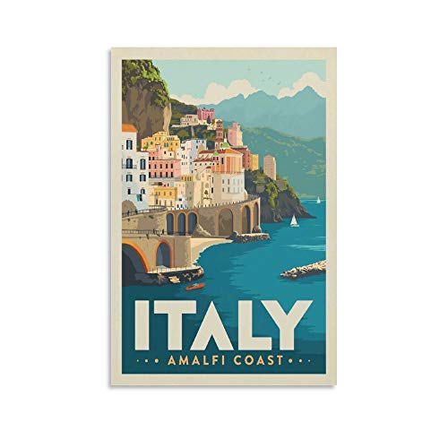 Vintage-Stadt-Poster, Amalfi-Küste, Italien, dekoratives Gemälde, Leinwand, Wandposter und Kunstdruck, modernes Familienschlafzimmer-Dekor, Poster, 20 x 30 cm von Hellove