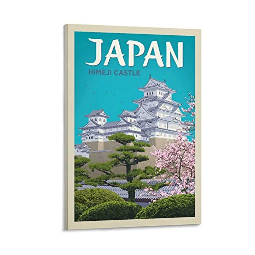 Vintage World Travel Poster Himeji Castle, Tokio, Japan Poster, dekoratives Gemälde, Leinwand, Wandposter und Kunstdruck, modernes Familienschlafzimmer-Dekorationsposter, 60 x 90 cm von Hellove