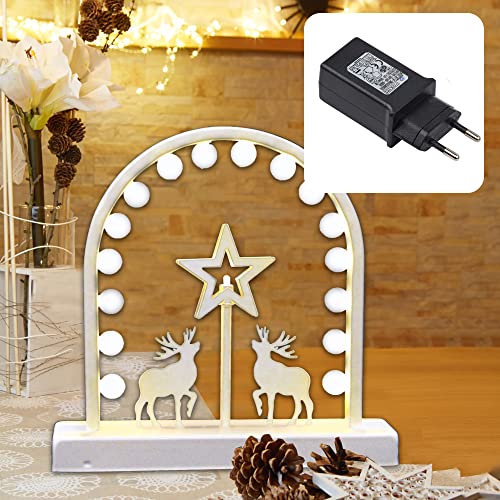 Hellum LED-Dekorations-Leuchte, Stern und Rentier, weiß, Metall, mit Schalter, 17 warm-weiße LEDs, 26x26 cm, Kabel weiß, Indoor, Weihnachts-Dekoration, 59 lm, 577068 Hellum LED-Dekorations-Leuchte, Stern und Rentier, weiß, Metall, mit Schalter, 17 warm-weiße LEDs, 26x26 cm, Kabel weiß, Indoor, Weihnachts-Dekoration, 59 lm, 577068 von hellum