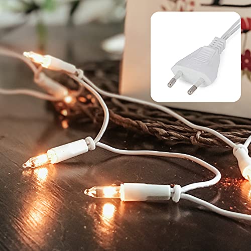 hellum Lichterkette innen strombetrieben, mini Lichterkette 10er Birnen klare warme Lichter, beleuchtete 1,35m, Kabel weiß Lichterkette 10 lichter mit Stecker für Weihnachten 831184 von hellum