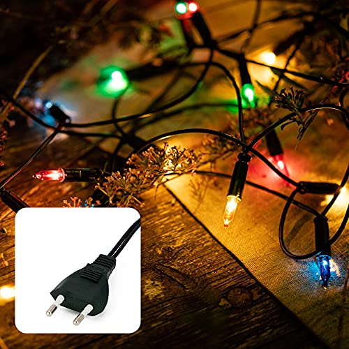 hellum Lichterkette innen strombetrieben, mini Lichterkette 20er Birnen bunte Lichter, beleuchtete 2,85m, Kabel grün Lichterkette 20 lichter mit Stecker für Weihnachten 832075 von hellum