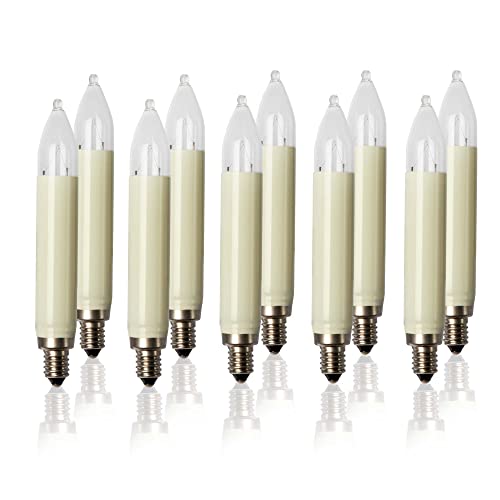 hellum Ersatz-Kerzen für Weihnachtsbaum Kerzen Lichterketten innen und außen, 10 Stück 16V 3W Schaftkerze für Lichterketten mit 15 Brennstellen, ø15mm E10/ 16V/ 3W/ 22Lumen 904017 hellum Ersatz-Kerzen für Weihnachtsbaum Kerzen Lichterketten innen und außen, 10 Stück 16V 3W Schaftkerze für Lichterketten mit 15 Brennstellen, ø15mm E10/ 16V/ 3W/ 22Lumen 904017 von hellum