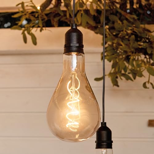 hellum Hängelampe mit Batterie und Fernbedienung outdoor, A130 Ø 13 x 27cm, goldene Glühbirne, dimmbare Retro Hängelampe mit Batterie (4xAA nicht inkl.) 524383 hellum Hängelampe mit Batterie und Fernbedienung outdoor, A130 Ø 13 x 27cm, goldene Glühbirne, dimmbare Retro Hängelampe mit Batterie (4xAA nicht inkl.) 524383 von hellum