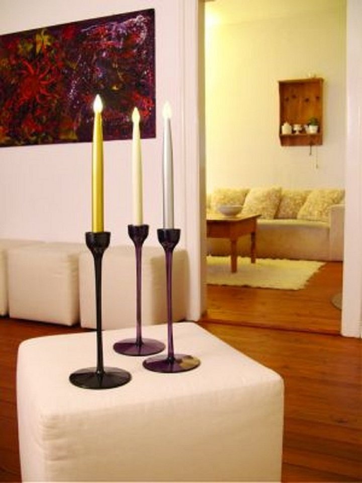 Hellum LED-Kerze Hellum LED-Kerzen-Set 2tlg. mit Kerzenständer warmweiß/gold innen von Hellum