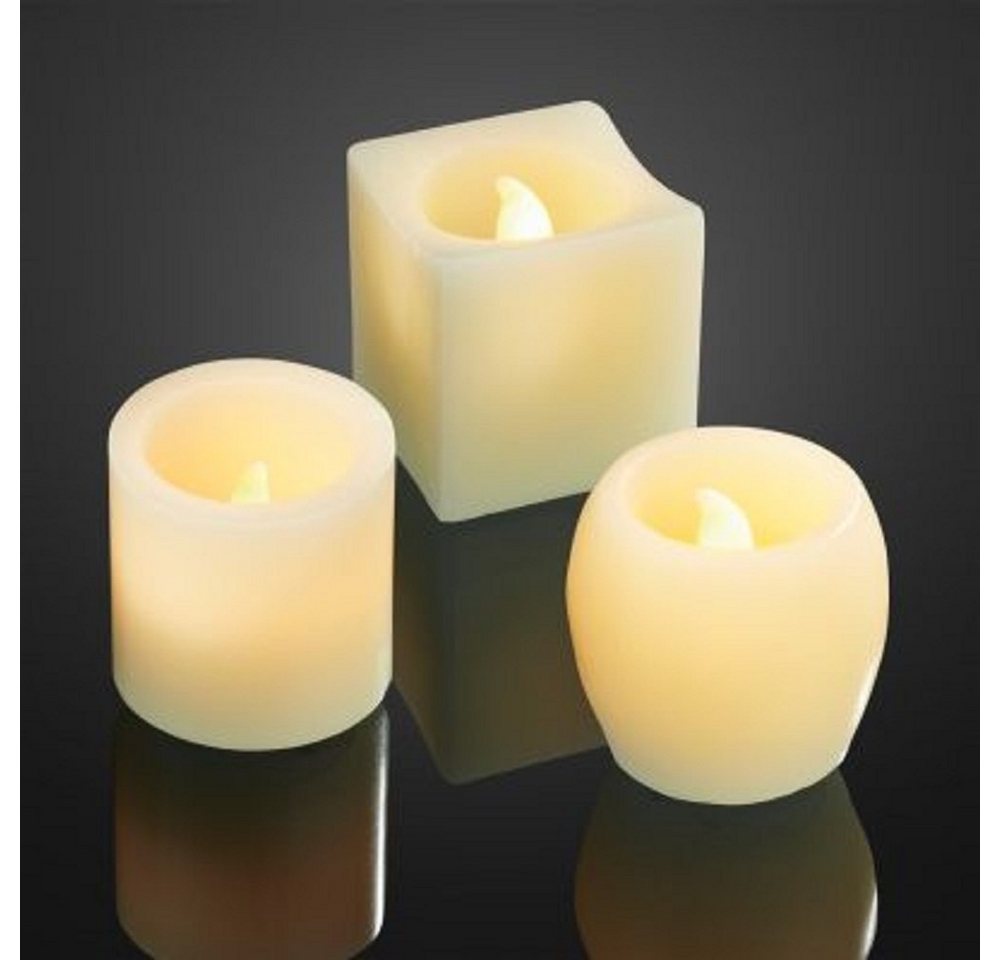 Hellum LED-Kerze Hellum LED-Wachskerzen 6er-Set 3 Formen elfenbein von Hellum