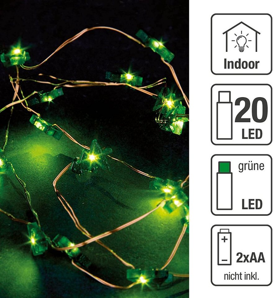 Hellum LED-Lichterkette Bäume 20 BS grün/kupfer, innen Batteriebetrieb von Hellum