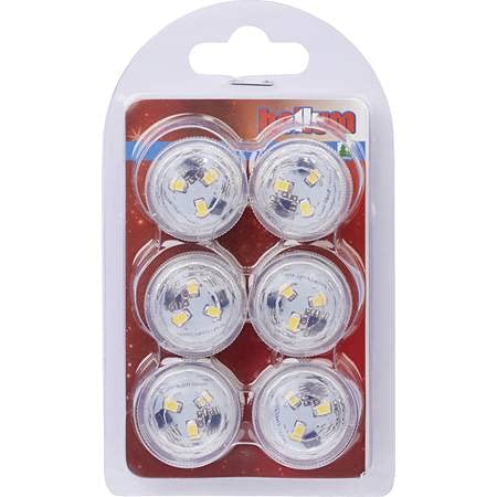 hellum 523072 LED Tee-Licht Unterwasser-Beleuchtung für Pool, Aquarium, Teich oder Garten, LED warmweiß mit Fernbedienung, Batterie-Betrieb mit langer Leuchtdauer, 6 LED Teelichter von hellum