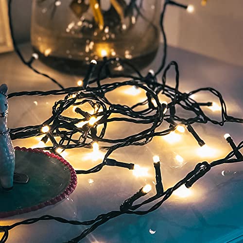 hellum LED Lichterkette innen, 20er Lichterkette mit Timer, A, Leuchte, warmweiß LED Lichterkette beleuchtet 190 cm Batteriebetriebene Lichterkette für Hochzeit Weihnachten Partys 570779 von hellum