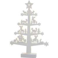 Hellum 522037 Holz-Figur Weihnachtsbaum mit Waldtieren Warmweiß LED Weiß Indirekter Lichtaustritt, von Hellum