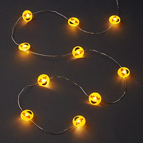 hellum LED Lichterkette Herz Emoji, 10 LED Smiley Licht warmweiß, Kupferkabel Lichterkette mit Emojis Herzaugen, Smiley LED Lichterkette batteriebetrieben (2xAA n.i.) Valentinstag Dekoration 522969 von hellum