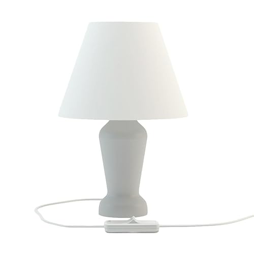 HELLUX LED Tischleuchte | Kleine Lampe 28x18cm für das Wohnzimmer Schlafzimmer oder Büro | Tischlampe grau | Dekorative Nachttischlampe mit 2M Kabel | Lampe E14 im Klassisch Form von HELLUX