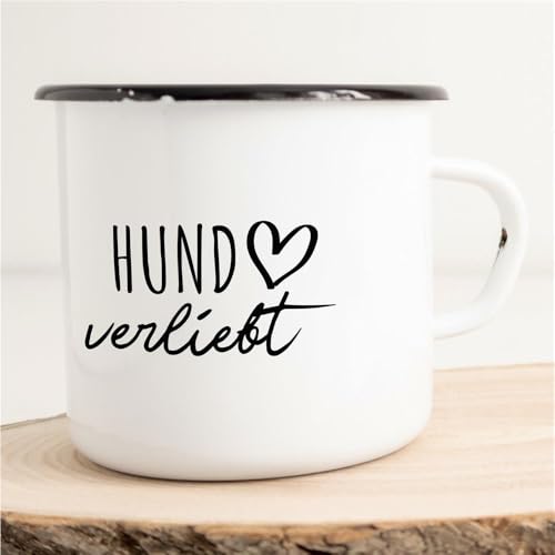 Huuraa Emaille Tasse Hund Geschenk Kaffeebecher Vintage 300ml Hund Geschenkidee von Hellweg Druckerei
