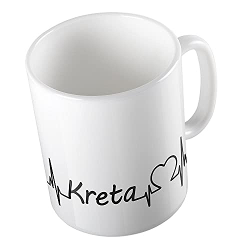 Hellweg Druckerei Kaffeetasse Kreta Herzschlag Puls Musik Kaffeebecher bedruckte 330ml Keramik Tasse als Geschenk von Hellweg Druckerei