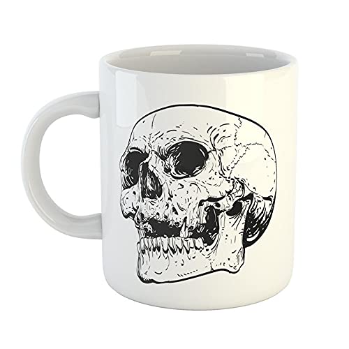 Hellweg Druckerei Kaffeetasse Totenkopf Skull Tod Dead Totenschädel Geschenk Idee Keramik 330ml Kaffee-Becher mit Bild von Hellweg Druckerei