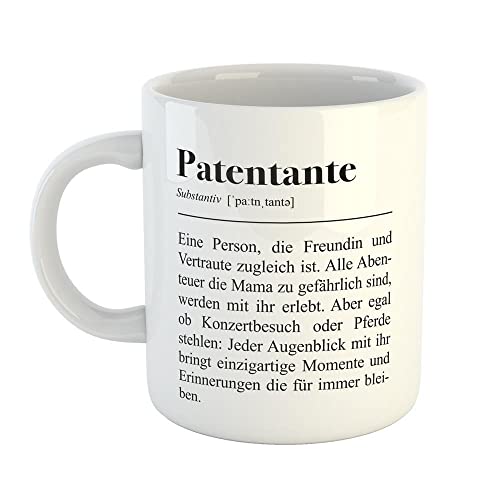 Hellweg Druckerei Kaffeetasse Patentante Definition Geschenk Idee Keramik 330ml Kaffee-Becher mit Spruch von Hellweg Druckerei