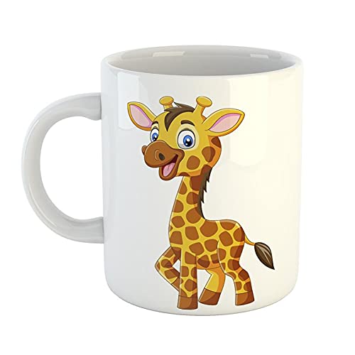 Hellweg Druckerei Kaffeetasse Baby Giraffe Cartoon Kinder Süß Klein Geschenk Idee Keramik 330ml Kaffee-Becher mit Tier von Hellweg Druckerei