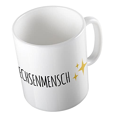 Hellweg Druckerei Kaffeetasse Echsenmensch Emoji Stars Sparkles Herz Weiße Keramik 330ml Kaffee-Becher für Büro, Zuhause oder als Geschenk von Hellweg Druckerei